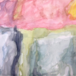Unohtunut maisema, 20°N, 87°W, 56 x 76 cm, akvarelli paperille, 2013
